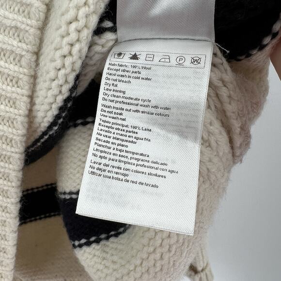 Ba&sh Palo Cream Black Striped 100% Wool Pullover Sweater Women’s Size Medium - Picture 10 of 11